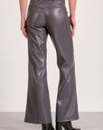 CHARCOAL HIGHWAIST FAUX LEATHER FLARE PANT