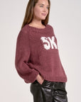 PLUM CREWNECK SKI SWEATER