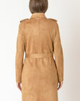 CAMEL FAUX SUEDE TRENCH COAT