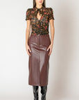 FAUX LEATHER MIDI SKIRT