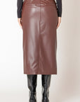 FAUX LEATHER MIDI SKIRT