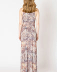 NEUTRAL ABSTRACT MAXI DRESS W/SLIT