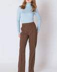 BROWN CHECK PANT W/SIDE STRIPE DETAIL
