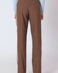 BROWN CHECK PANT W/SIDE STRIPE DETAIL