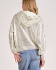 WHITE SWEATER W/ SILVER WAXED DETAIL