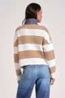 BEIGE/NAVY & WHITE STRIPE SWEATER
