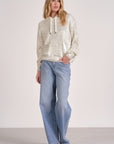 WHITE SWEATER W/ SILVER WAXED DETAIL