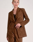 CHOCOLATE FAUX SUEDE BLAZER