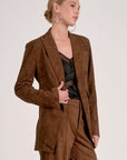 CHOCOLATE FAUX SUEDE BLAZER
