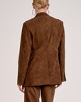 CHOCOLATE FAUX SUEDE BLAZER