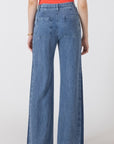 CONTRAST BLUE WASHED TROUSER