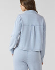 WASHED LIGHT BLUE BUTTON UP  KNIT TOP