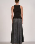 BLACK KNIT TANK W/CREAM STITCH DETAIL