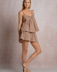 TAUPE FLOWY TOP W/TIES STRAPS