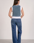 BLUE WASHED SLVLES LAYERED SWEATER