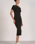 SHORTSLV V-NECK MAXI DRESS W/COLLAR