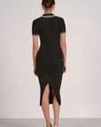 SHORTSLV V-NECK MAXI DRESS W/COLLAR