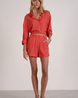 TOMATO RED BUTTON-DOWN BLOUSE