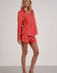 TOMATO RED BUTTON-DOWN BLOUSE