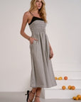 SPAG STRAP COLORBLOCK MAXI DRESS