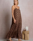 BROWN POLKA DOT MAXI DRESS