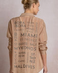 TAN STRIPED BORA BORA BUTTON DOWN SHIRT/COVERUP