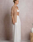 TAN STRIPED BORA BORA BUTTON DOWN SHIRT/COVERUP