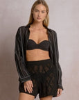 BLACK STRIPED BORA BORA SHIRT/COVER-UP