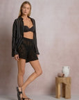 BLACK STRIPED BORA BORA SHIRT/COVER-UP