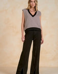 TAUPE W/BLK DETAIL SWEATER VEST