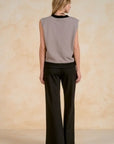 TAUPE W/BLK DETAIL SWEATER VEST