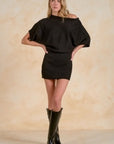 BLACK OFF THE SHOULDER MINI