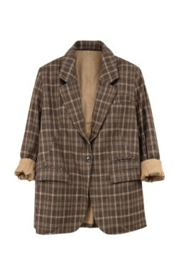 D+J BROWN PLAID BLAZER