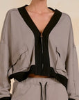 TAUPE WITH BLACK DETAIL JACKET