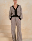 TAUPE WITH BLACK DETAIL JACKET