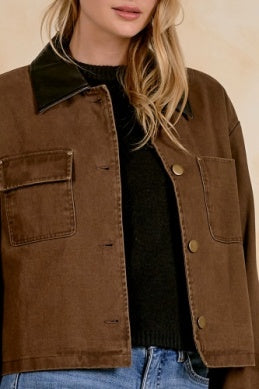 COCOA JACKET W/LEATHER TRIM