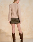 STONE CREW NECK BUTTON-UP SWEATER