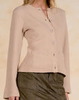 STONE CREW NECK BUTTON-UP SWEATER
