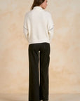 OFF WHITE 1/4 ZIP SWEATER W/BLACK STICH DETAIL