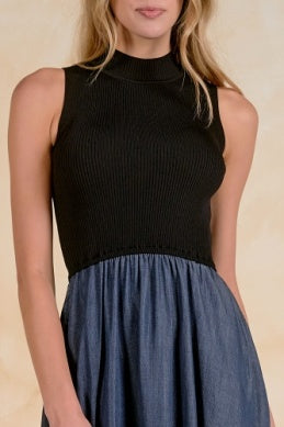 MOCK NECK SLVLESS MAXI DRESS