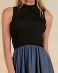 MOCK NECK SLVLESS MAXI DRESS