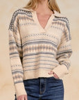 OFF WHITE V-NECK SWEATER W/COLLAR