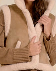 MOCHA VEST W/FAUX FUR DETAIL