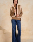 MOCHA VEST W/FAUX FUR DETAIL