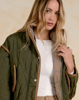 OLIVE JACKET W/CURDOROY TRIM