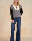 BLACK & GREY COLOR BLOCK SWEATER