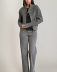 DEX DARK GREY MELANGE ZIP-UP CARDIGAN