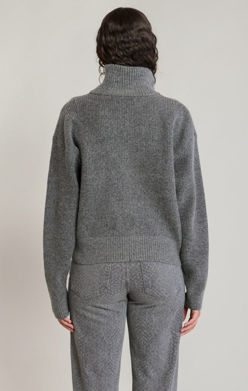 DEX DARK GREY MELANGE ZIP-UP CARDIGAN