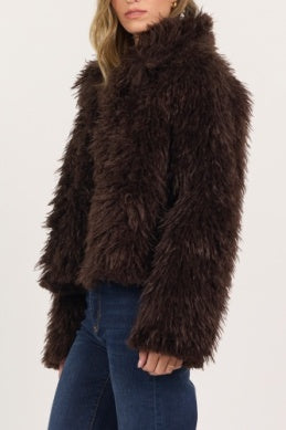 D+J CHOCOLATE FAUX FUR JACKET