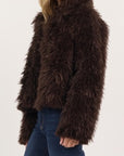 D+J CHOCOLATE FAUX FUR JACKET